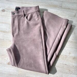 Ann Taylor Faux Suede High Waist Crop Flare Pants | Mauve Size 10